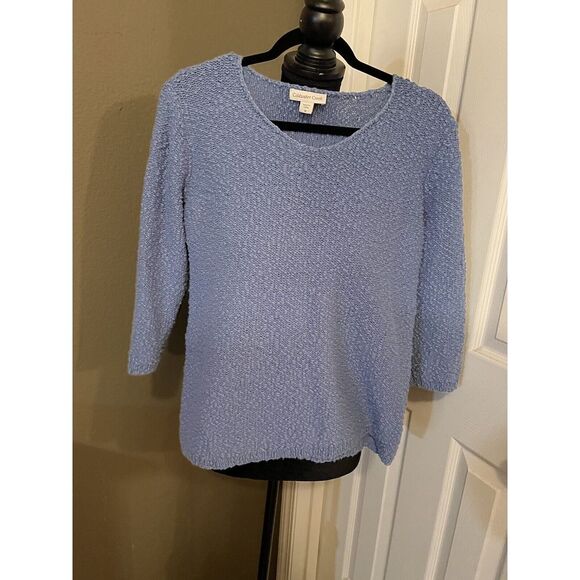Coldwater Creek Womens Knit Pullover Sweater Blue‎ V-Neck 3/4 Sleeve Size M - Picture 1 of 3